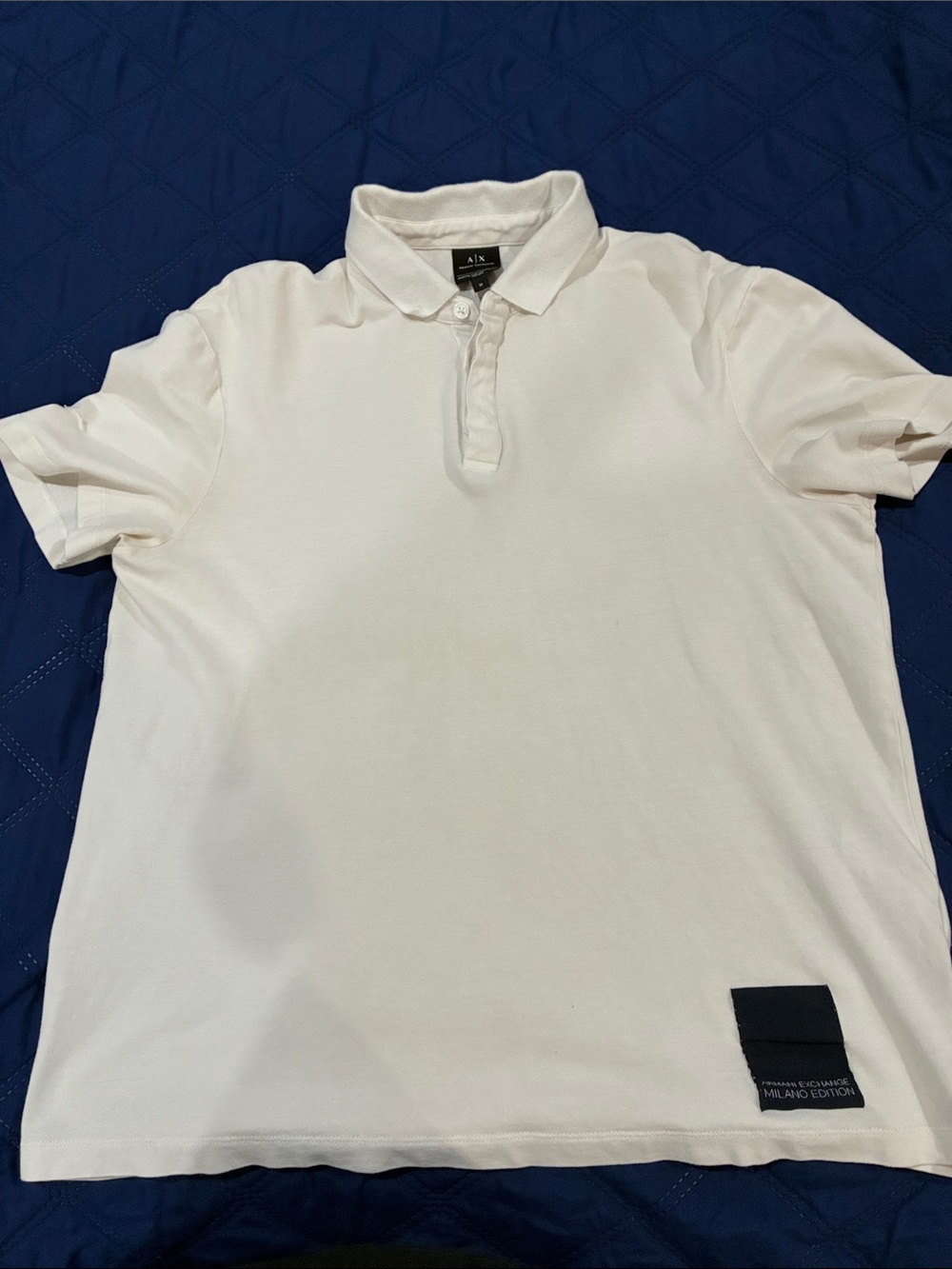 A/X Armani Exchange Men's White Polo with Milano Patch